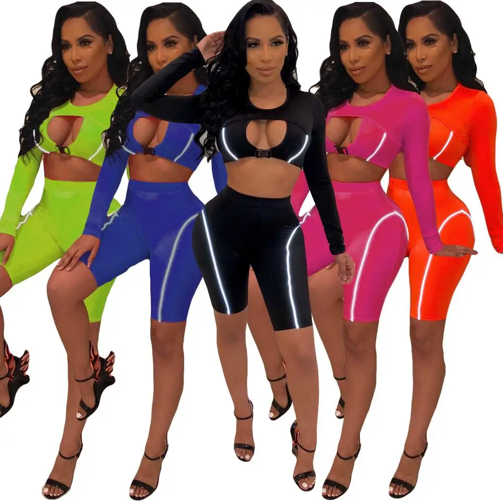 

Women's 2 Piece Short Set Women Jumpsuits Sports 2 Piece Set Outfits Biker Short Set