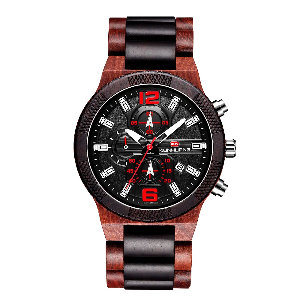 

Casual wholesale sport wrist watch custom wood watch men chronograph watch