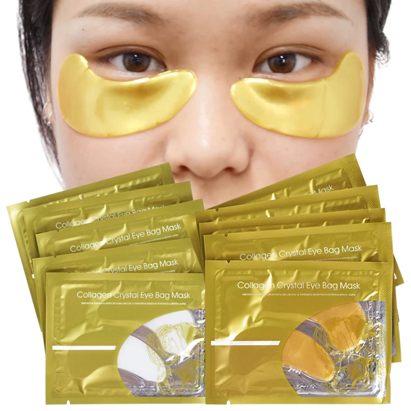 

Private Label Eyes Care Eyemask Sheet Collagen Crystal Eye Bag Removal Gel 24k Gold Eye Mask, Golden / custom colors