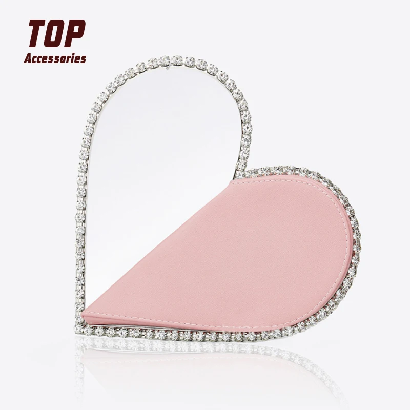 

Hot Sale Heart Shape Luxury Pink Leather Hand Bags for Women