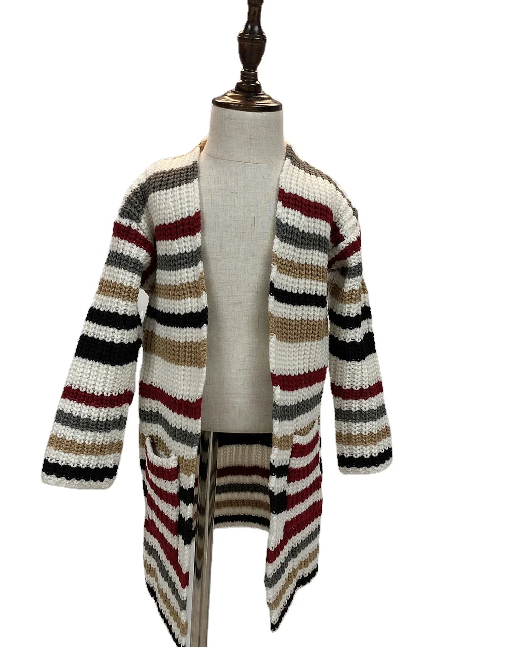 

Hot Selling Fashion Mommy And Me Long Sleeve Sweater knitted sweater Kids Striped sweater cardigan