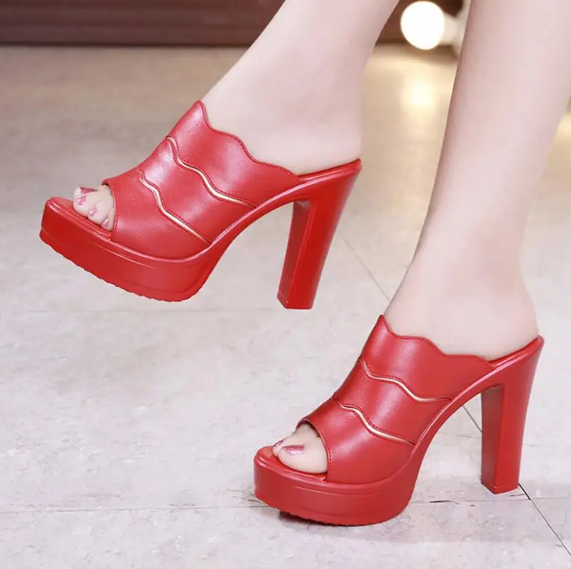 

sh11009a High quality and large size 2021 woman slippers high heel 11cm slippers for women