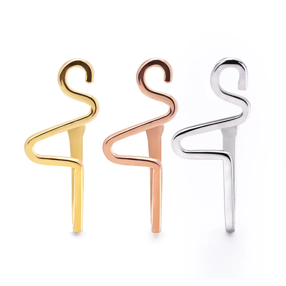 

New Rose Gold Wire Non Piercing Jewelry for Women U-Shaped Fake Piercing Nostril Earring Gifts Spiral Nose Clip Cuffs, Silver/gold/rose gold
