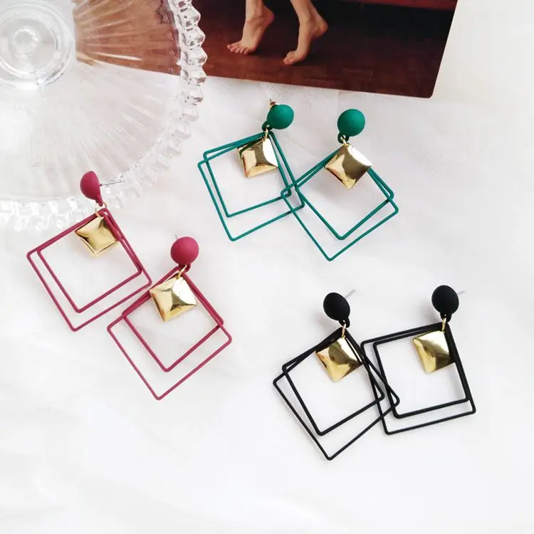 

Fashion New Women geometric square drop earrings For Women Party Wedding Jewelry Brincos