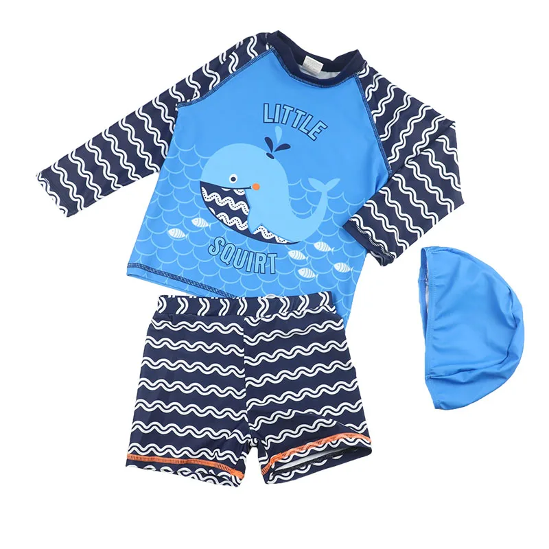 

Kids beach leisure sportswear sun hat for boys and children split swimsuit swimming trunks Quick-drying, pattern: wave whale