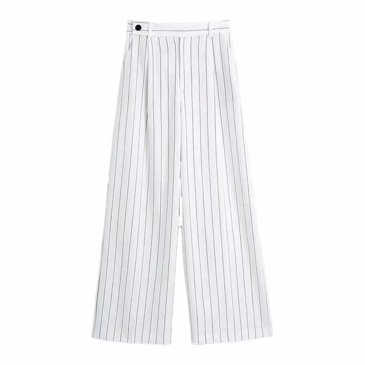 

BMURHMZA2021 summer new women's clothing Hong Kong style fashion striped loose wide leg high waist casual suit pants, Picture shown