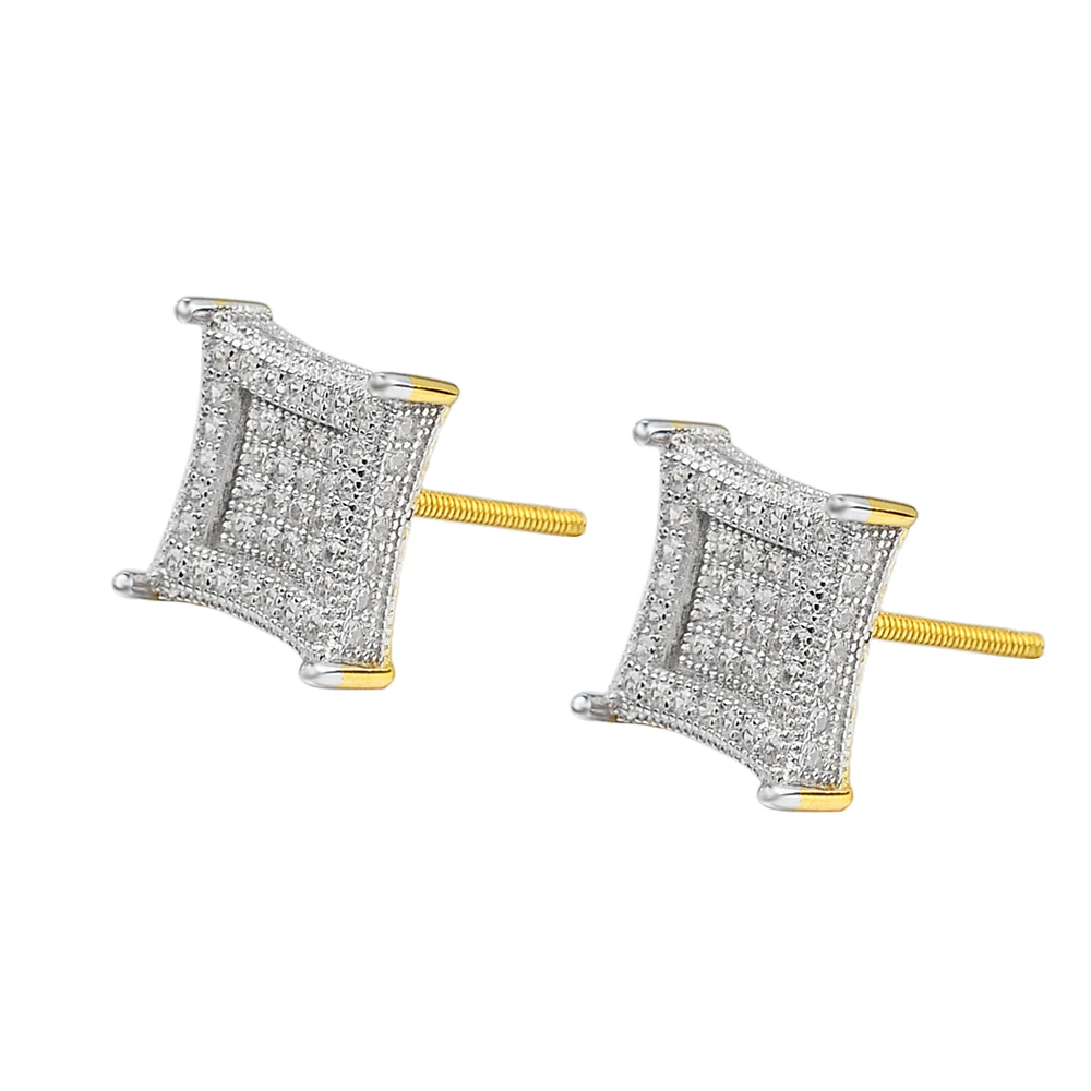 

50% Discount Statement Hip-hop 925 Sterling Silver Jewelry Square Stud Men Earrings