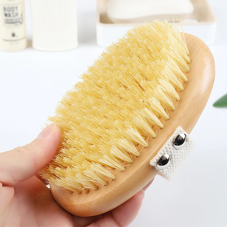 

Customized Logo Body Brush Massage Brush Exfoliating Wooden Sisal Bath Brushes