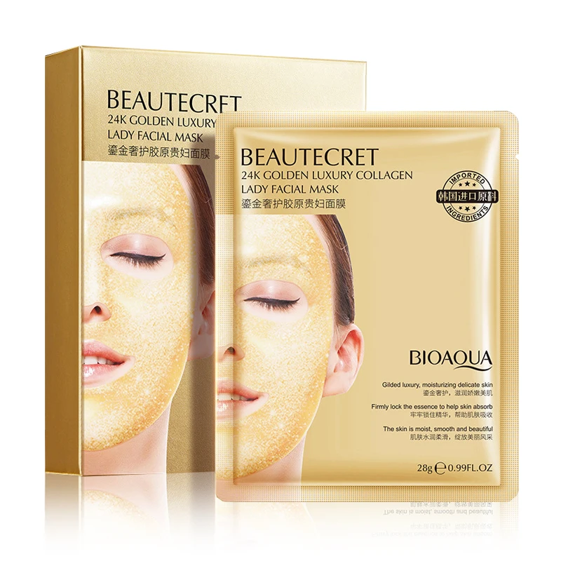 

BIOAQUA brand new product 28g*4 sheet face skin care 24k gold moisturizer nourishing collagen Korea facial mask sheet