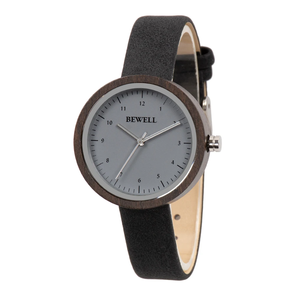 

Women Watch Hot Sale Black Sandal wood Leather Strap Watch Wood Wristwatch 2021 New