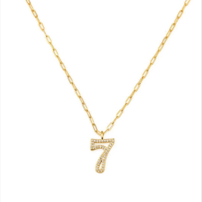 

Charare custom 18k gold plated Classic digital rhinestone pendant Necklace