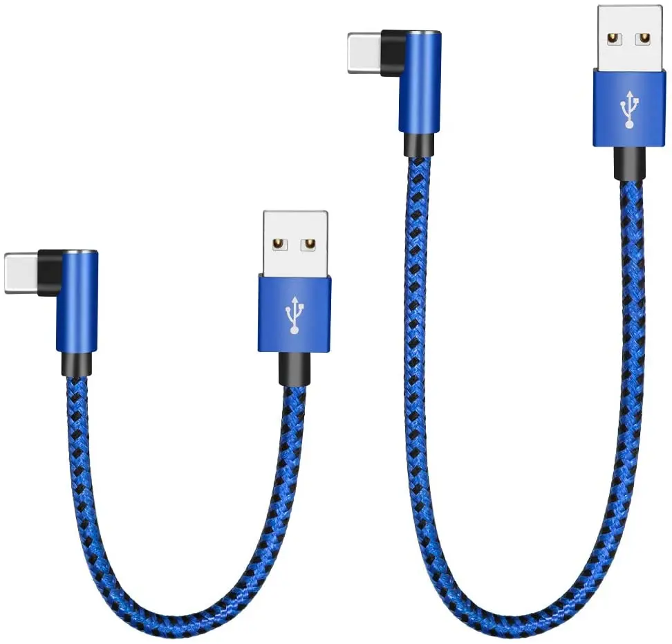 

30cm Braid 90 degree USB Type C male to USB 2.0 A male data transfer power charge nylon braid cable, Colorful