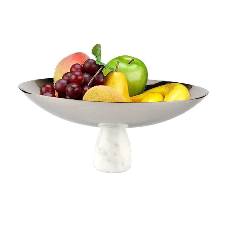 

Customized wholesale food grade stainless steel silver modern decorative marble dry fruit bowl factory, Silver and gold can be choose