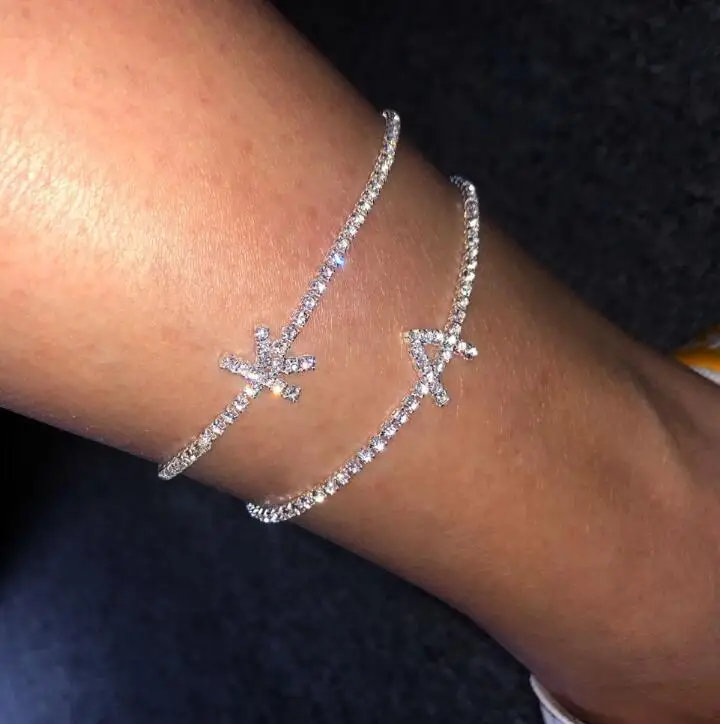 
New 26 Letter Name Anklet Personality Tennis Bracelet Letter Foot Chain Foot Jewelry 