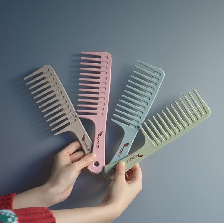 

Wholesale Hair Care Wide Wave Tooth Custom Logo Wheat Straw Plastic Comb