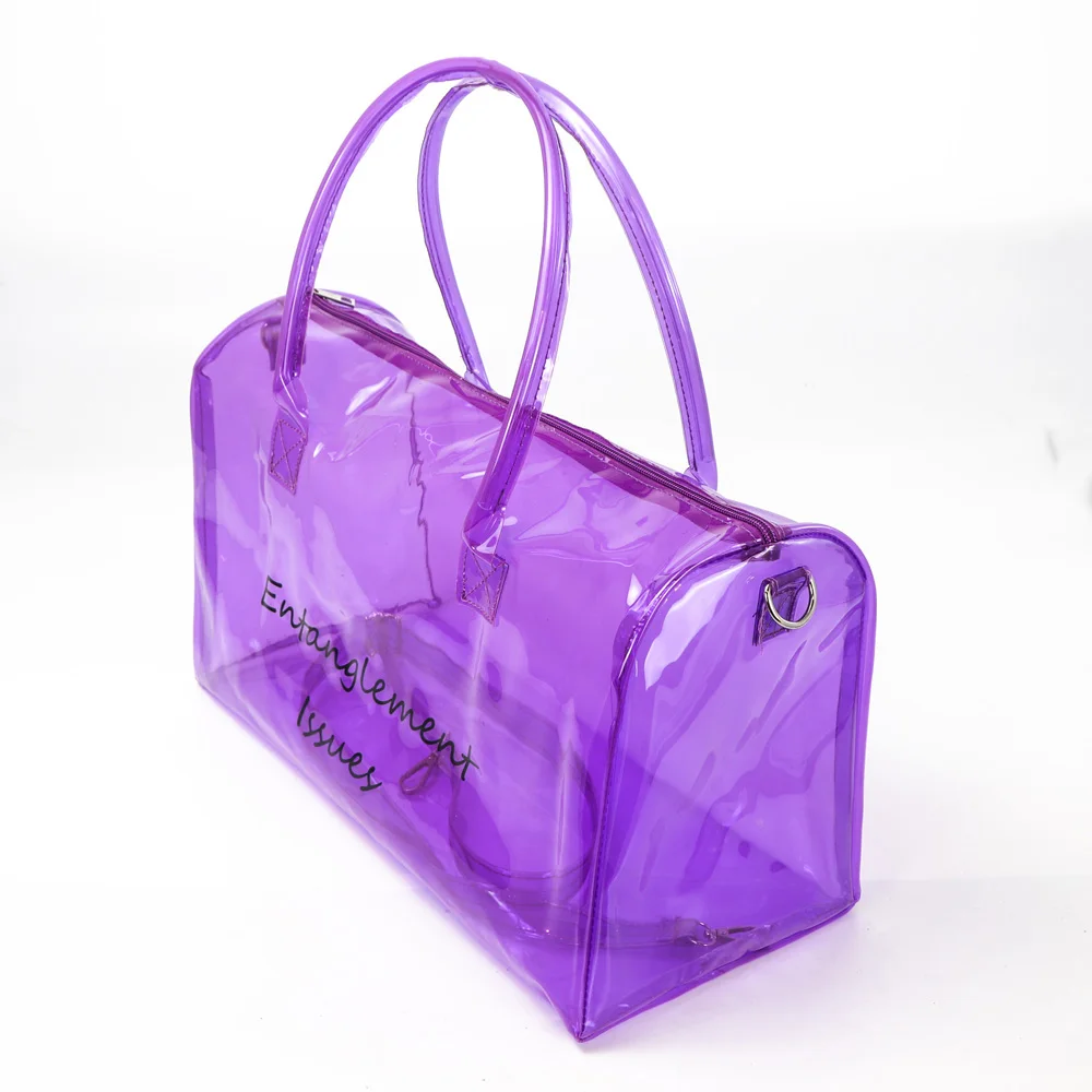 

New design weekender woman hoe bags canvas clear leather sneaky link women overnight bag, Ping/ purple/ light blue /red