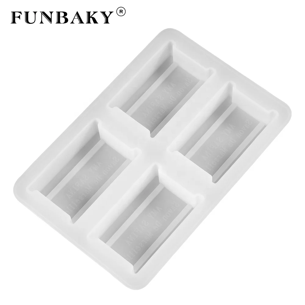 

FUNBAKY JSC2663 Heat resistant eco - friendly 4 cavity large volume soap silicone mold handcraft making kits, Customized color