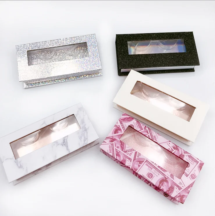 

Rectangular Glitter Lashes Empty Packaging Boxes With Window Private Laber Eyelashes Package, Colorful