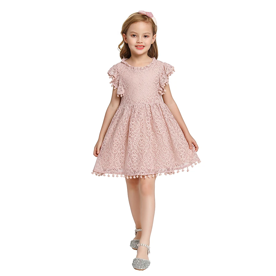 

2020 New Summer Girl Dress Children Sleeveless Lace Casual Clothes Little Girl Ruffles Elegant Princess Party Dress, As picture
