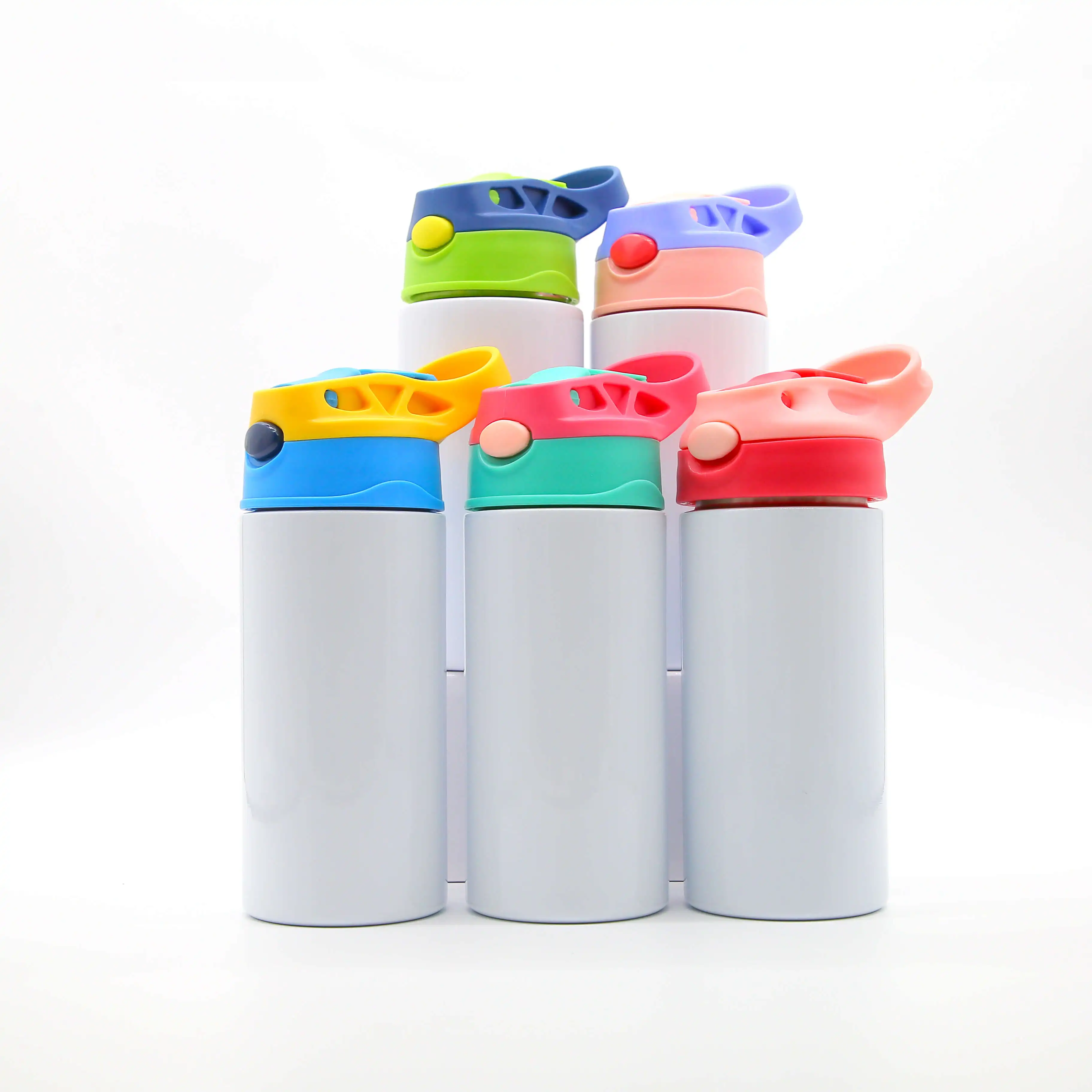 

US Warehouse 350ml 12oz Stainless Steel Sippy Cup DIY Sublimation Blank Straight Kids Baby Flip Water Bottle Tumbler