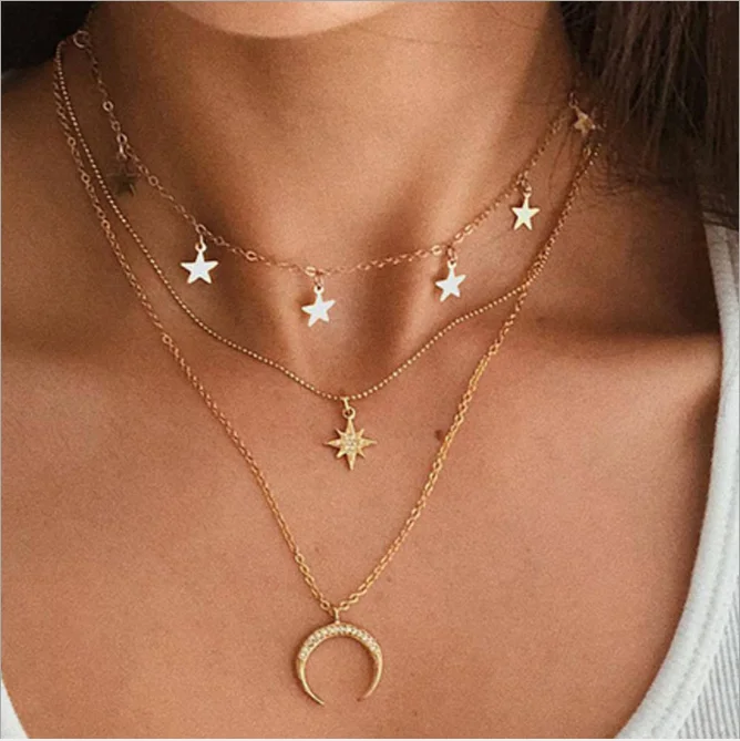 

00101-44 Cheap price New Bohemian Fashion Multilayer Chain Women Pendant Necklaces Jewelry