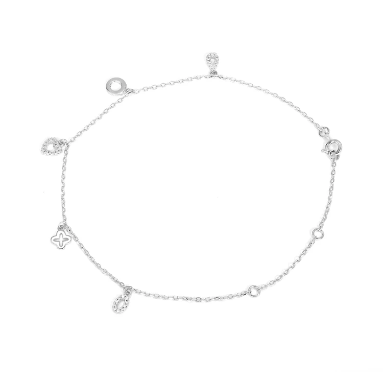 

925 sterling silver jewelry factory wholesale low price custom charm anklet