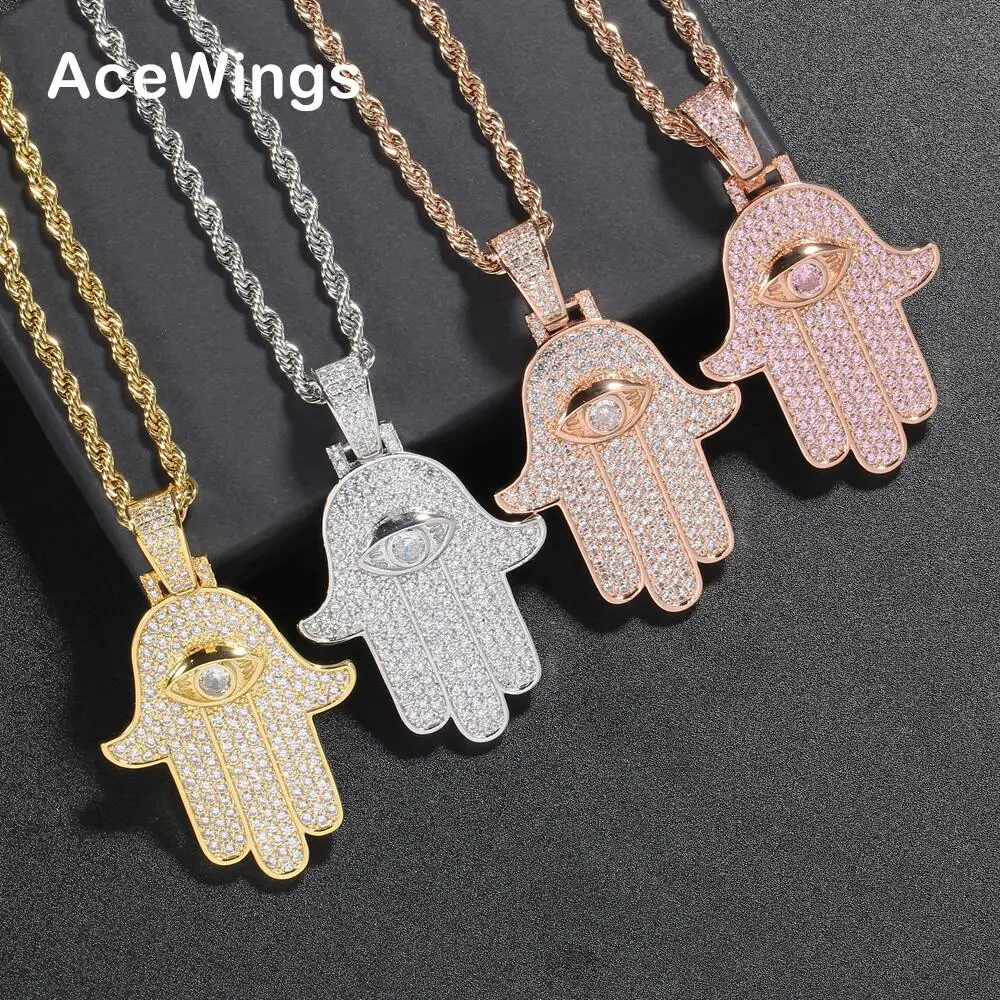 

CN049 Brass Setting AAA CZ Hip Hop Pendant Micro pave CZ stones Necklace Jewelry for men and women
