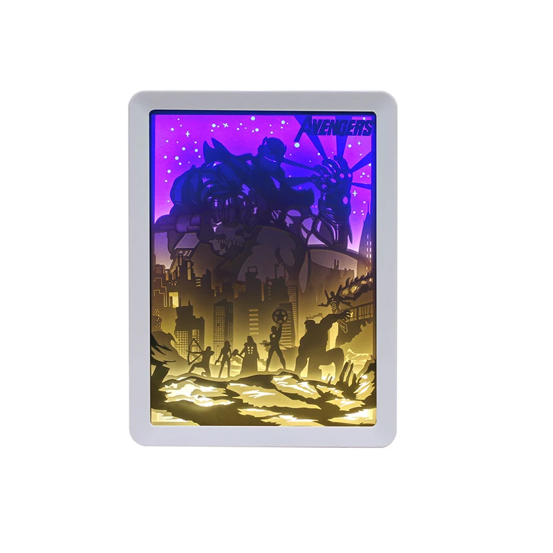 

Movie scene restoration Avengers art paper carving lamp holiday party gift decoration plastic photo frame best guest gift