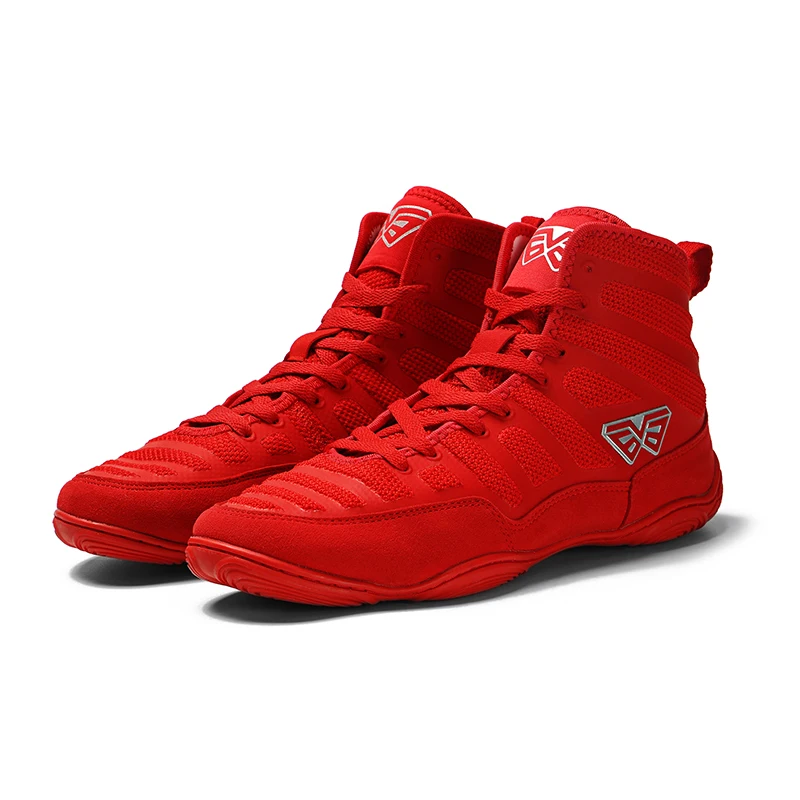 

New professional wrestling shoes boxing shoes men's shoes soft non-slip breathable sneakers, Red ,black, blue