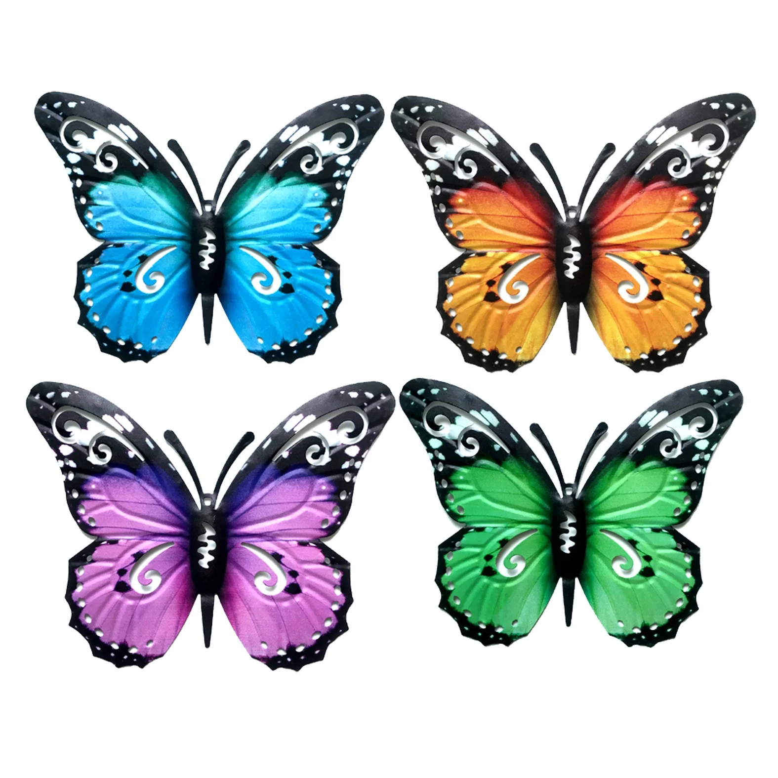 

Set of 4 Vintage Iron Hanging Butterfly Door Wall Hanging Decor