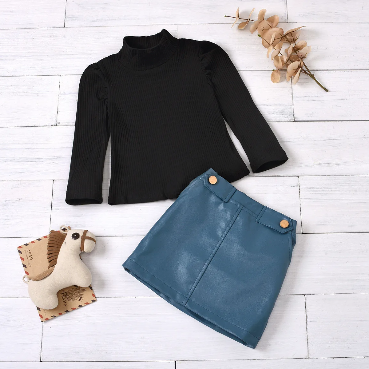 

SK084 RTS good supplier cheap price modern kids leather skirt colorful baby girl skirt set PU leather skirt for kid girl