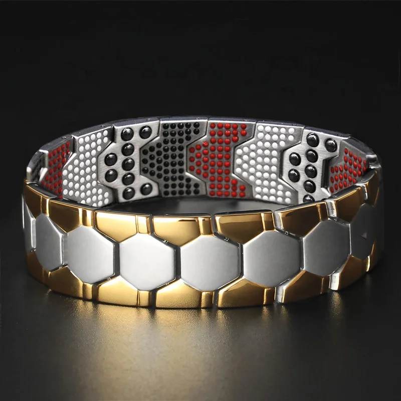 

Pure Titanium Magnetic Therapy Bracelet Men Energy Germanium Magnet bio health magnetic bracelet, Picture shows