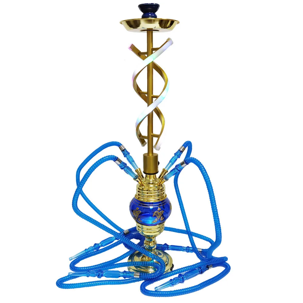 

Wholesale 4 Pipe Glass Smoking Chicha Set Arabian Hookah Shisha, Bule/gold