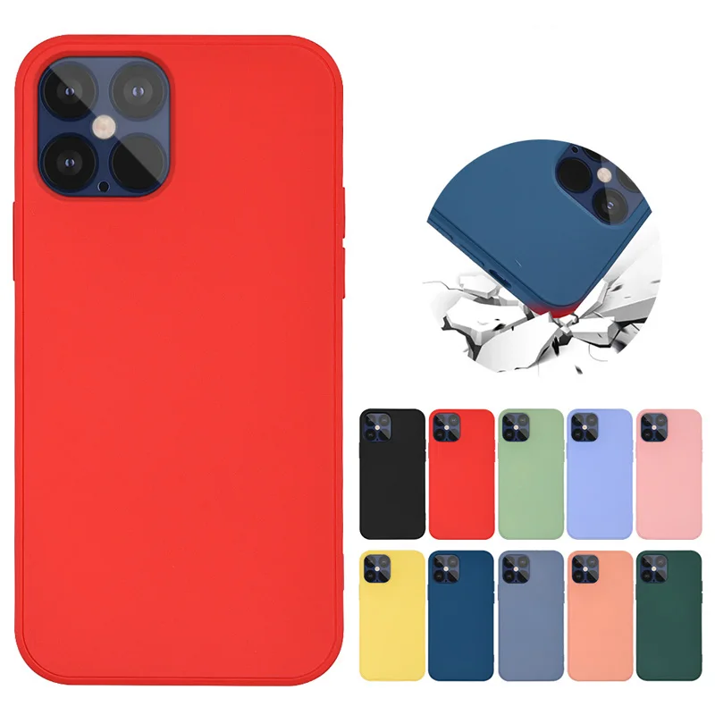 

For iPhone 12 Pro Max Full Cover Square Liquid Silicone Case Soft Microfiber Skin Feeling Phone Cover