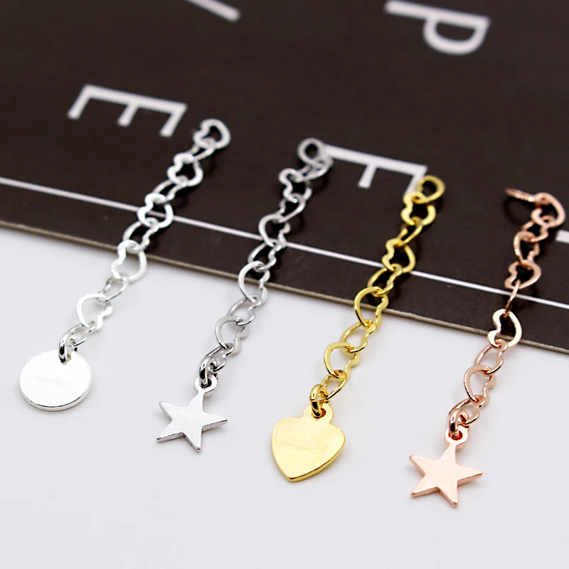 

Wholesale 925 sterling silver accessory 3cm extra chain with heart and egg type for bracelet and necklace making