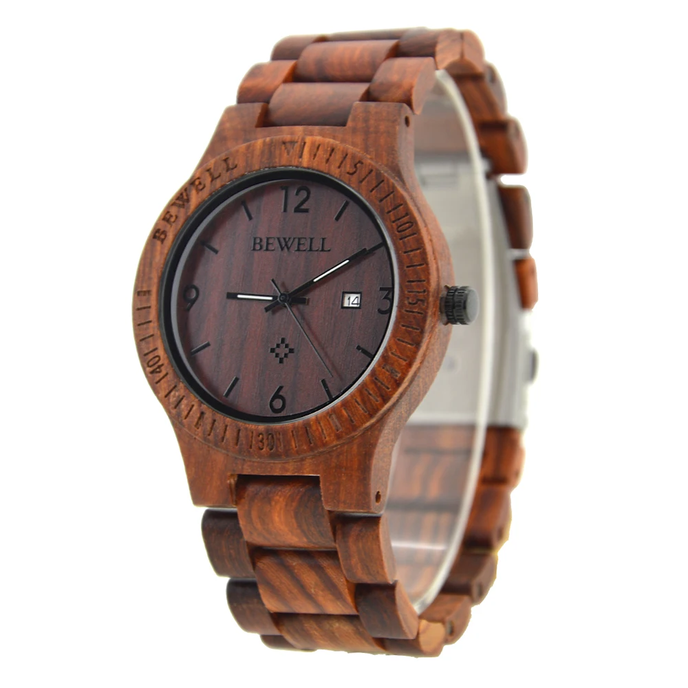 

Men Wooden Watch Waterproof Calendar Analog Quartz Movement Wood custom watch odm man wrist watch Bewell ZS-W086B