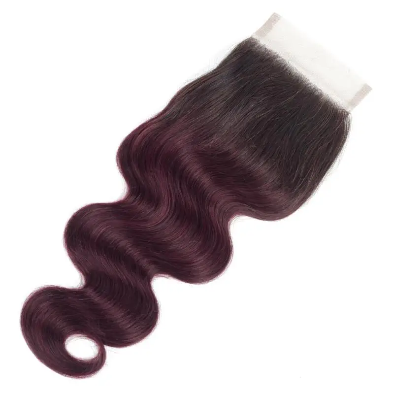 

Natural Closures Human Hair Human Hair Bundles With Closure Set Deep 4*4 1B/99J Wave Lace Closure