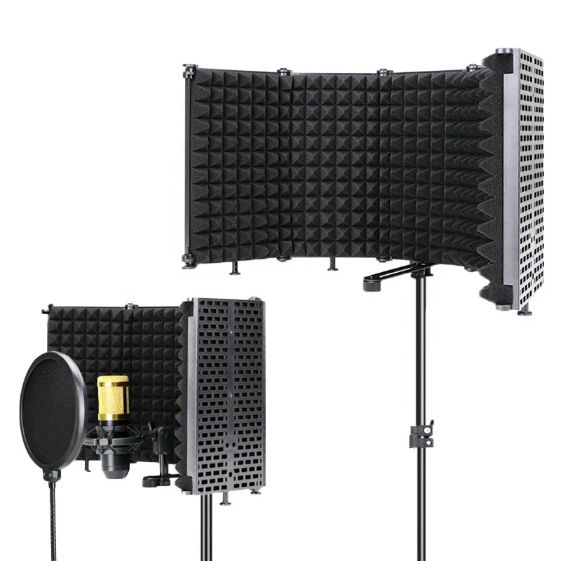 

Five-door soundproof cover, microphone soundproof cover, recording studio soundproof cover, Black color