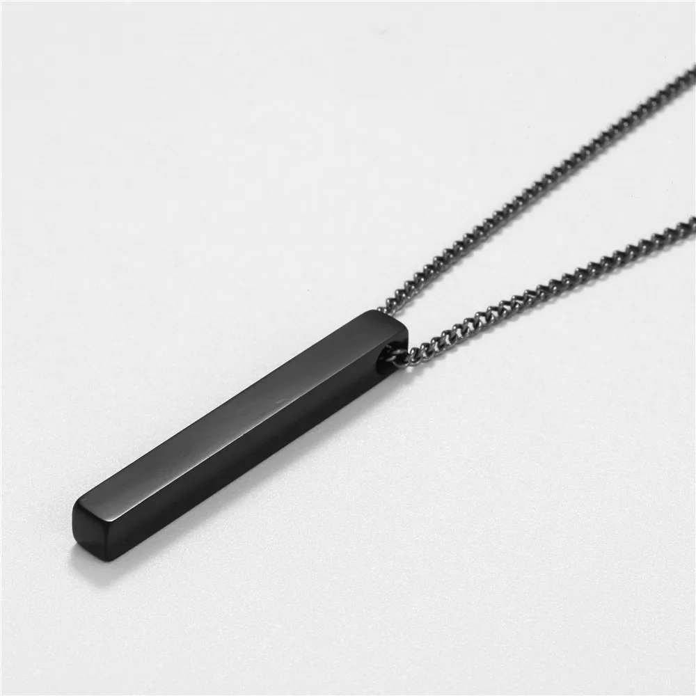 

Dropshipping hot classic Rectangle Pendant Necklace men Stainless Steel Black color Cuban Chain Necklace For Men Jewelry Gift