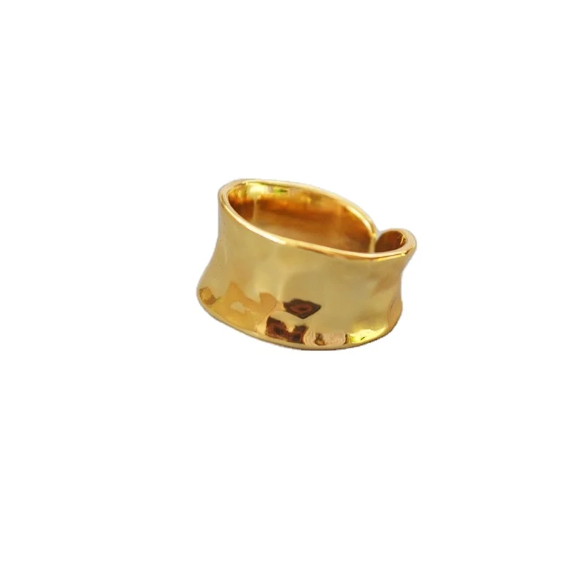 

Fashion design irregular gold silver bump texture adjustable ring
