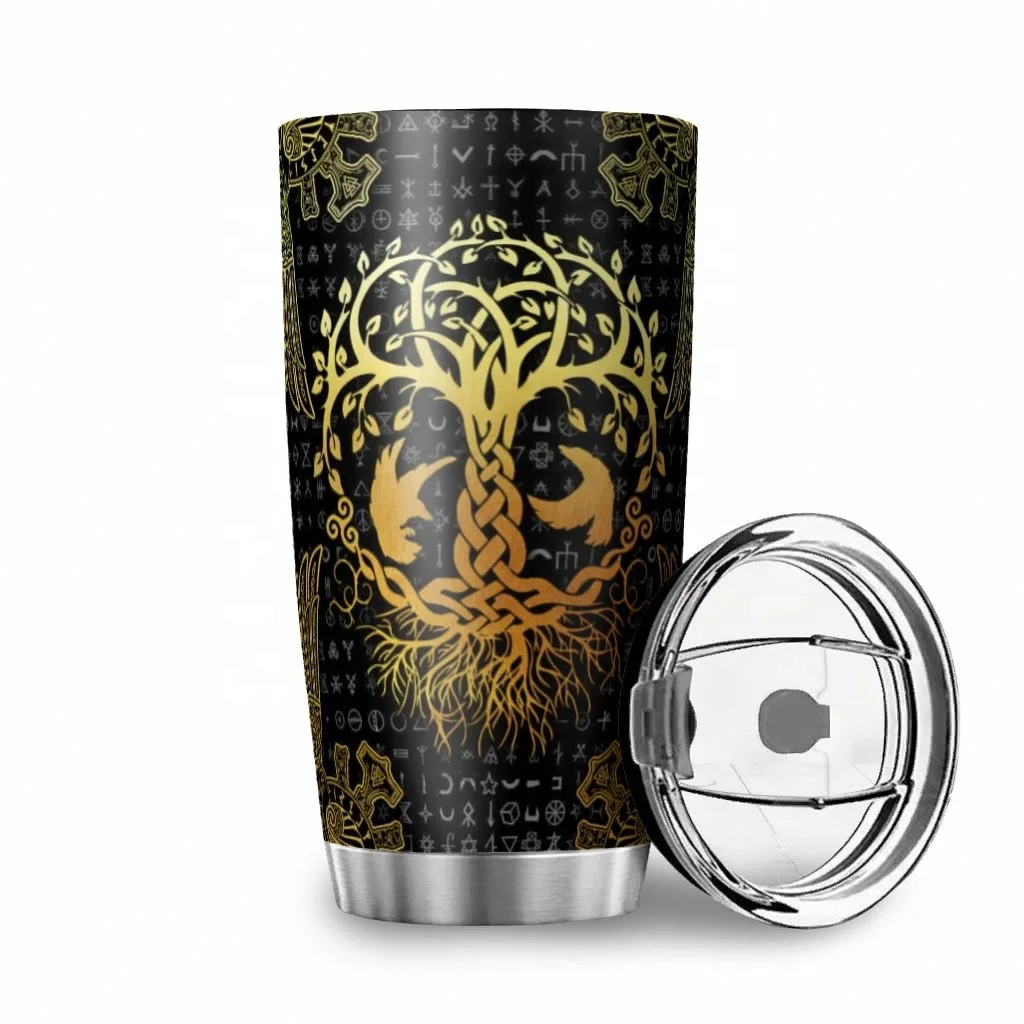 

2021 New Customizable Personalized Unique Design Viking Raven World Tree Car Cup Cups With Logo