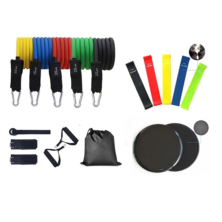 

Set of Gliding Discs and 5 pcs mini resistance Bands Workout Yoga Booty Fitness 11 Pcs Exercise Resistance tube band set, Yellow, green, red, blue, black or customized color