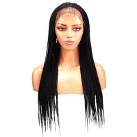 

Lace Front Braided Wigs for Black Women Glueless Senegalese Twist Braided Lace with Baby Hair for Daily Wear Half Hand Tied 28