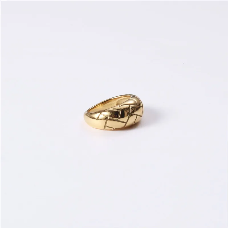 

High End 18K Plain Gold Chunky Grain Statement Ring 21 Trendy Gold Plated Stainless Steel Jewelry