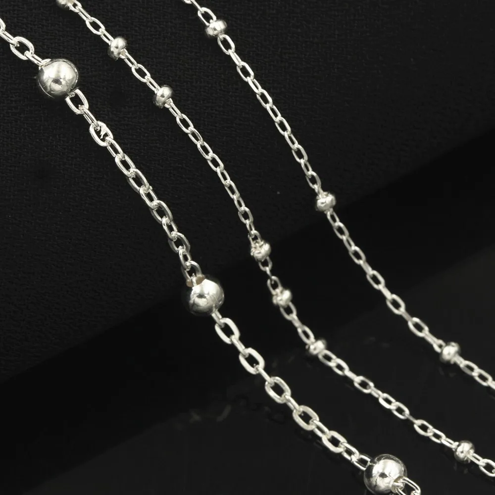 

Genuine 925 Sterling Silver Ball Chains Footage Fashion DIY Jewelry Making Bracelet Chain