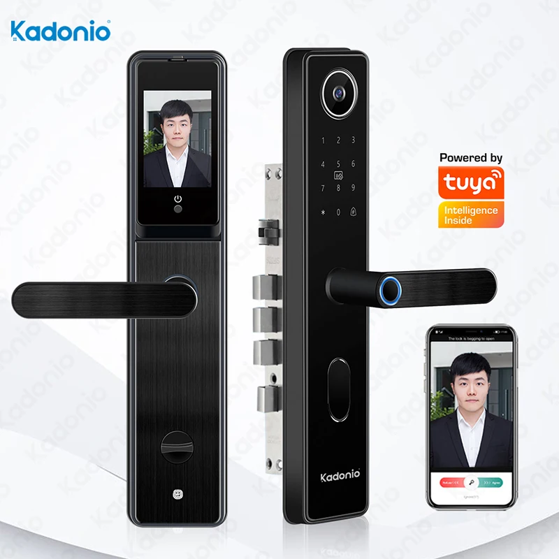 

Kadonio OEM Security Electronic Keypad Digital Smart Fingerprint Door Lock With Camera Manufacture