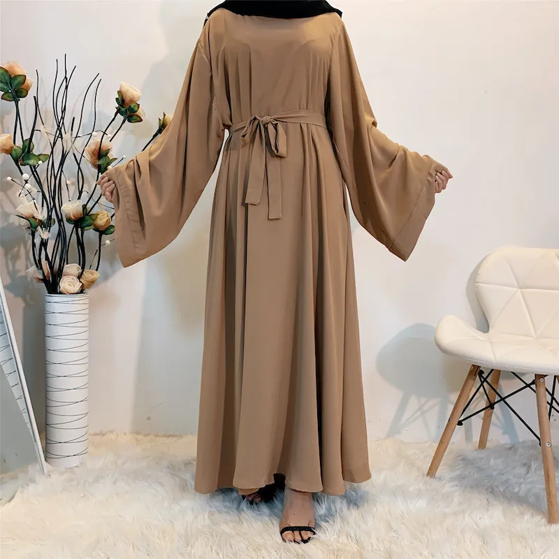 

Abaya Muslim dress For Women Dubai Turkey Solid Color ethnic clothing Modest Kaftan Islamic Clothing Muslim dress, 6 colors