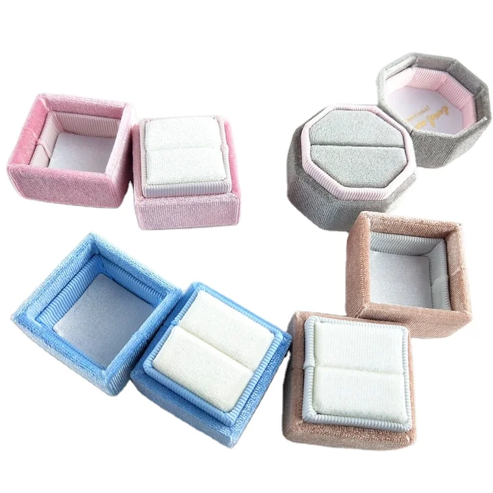 

Luxury mixed color velvet ring packaging box with foam insert, Cmyk or pantone