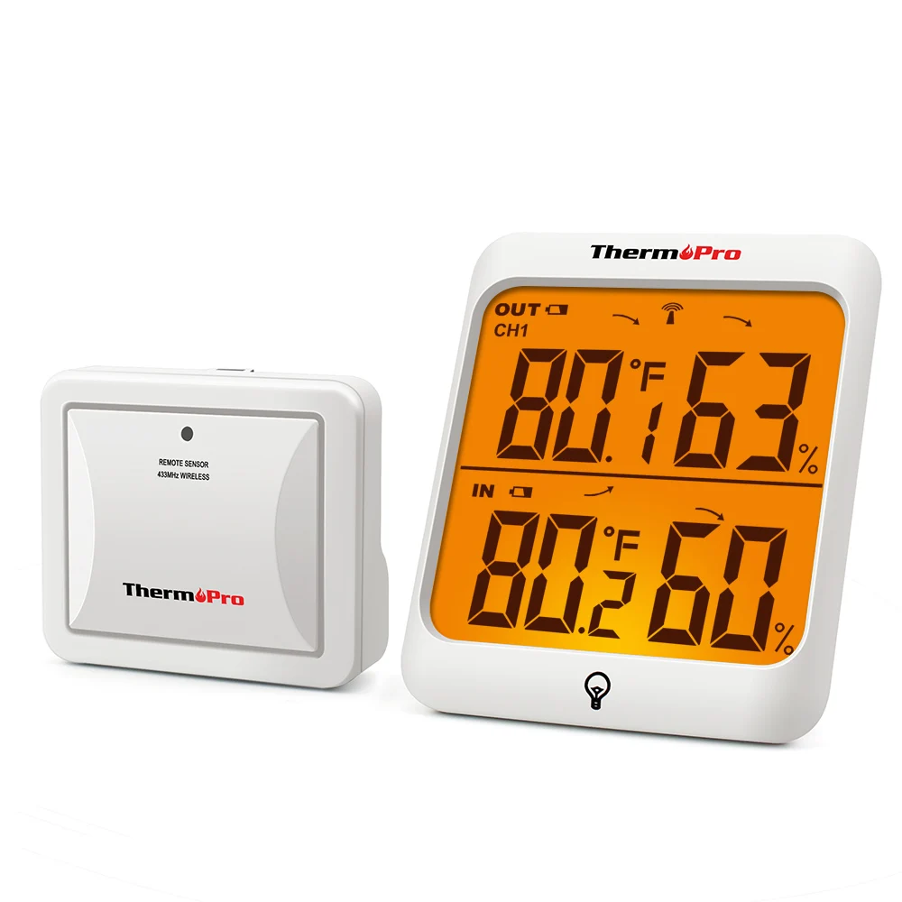 

ThermoPro TP63 Electronic Fridge Thermometer Hygrometer with Greenhouse Temperature and Humidity Sensor, White