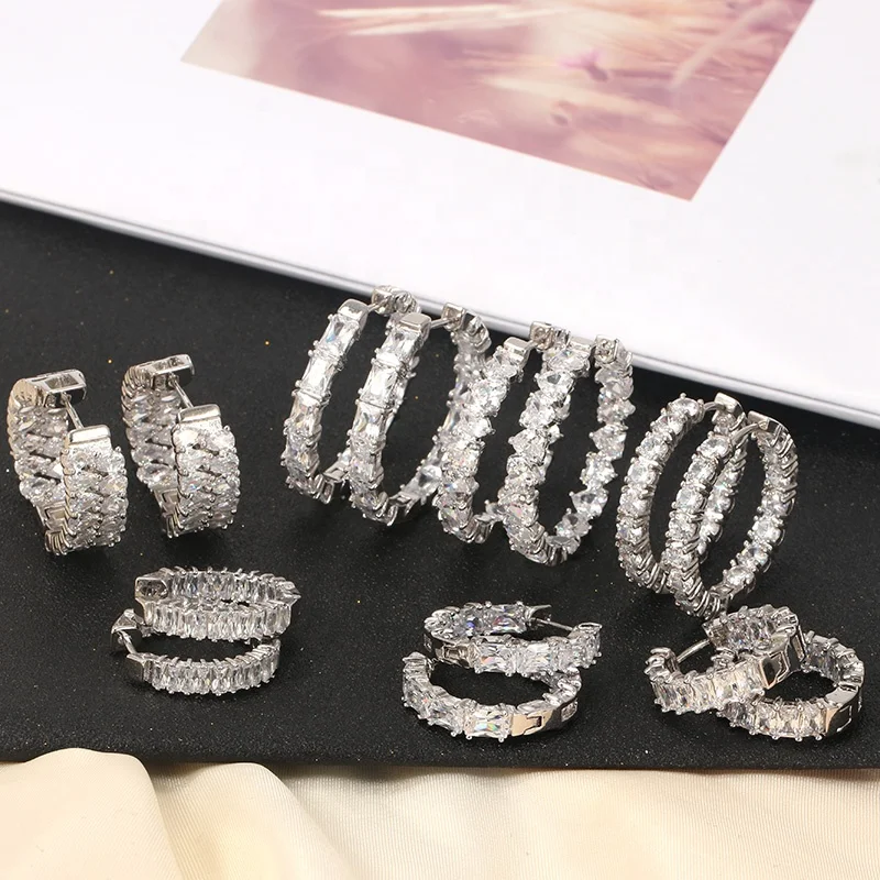 

sterling silver diamond custom hoop earrings
